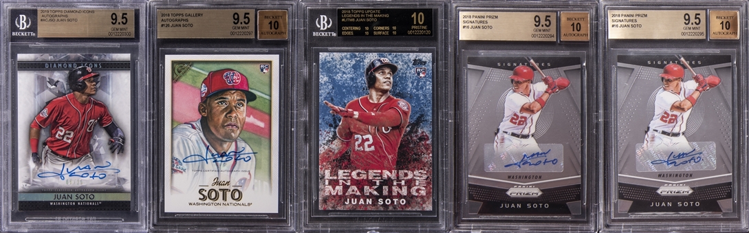 2018-19 Topps and Panini Juan Soto BGS-Graded High Grade Quintet (5) - Featuring Four Rookie Card Examples!